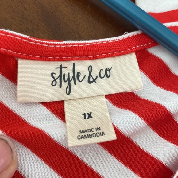 Style & Co red and white striped tank dress sz 1x - Picture 5 of 9
